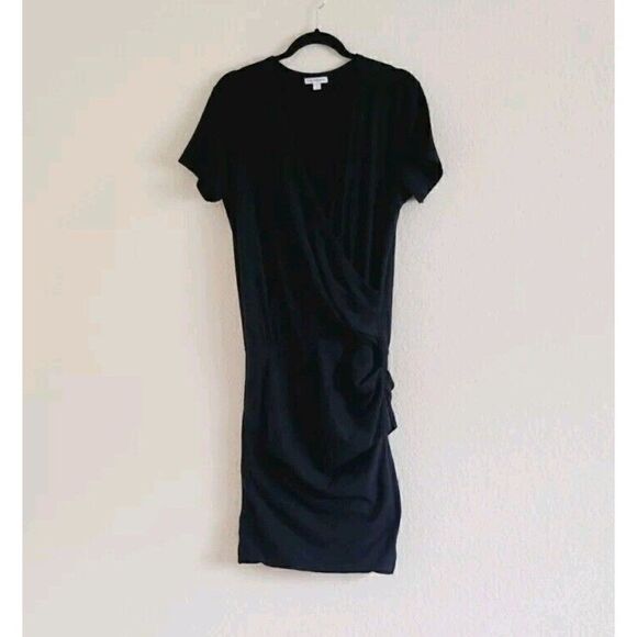 James Perse Short Sleeve Faux Wrap Gathered Mini Dress Size XL (4) - Picture 1 of 7